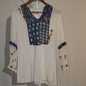 Firefly Boho floral embroidered top